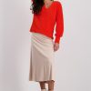 Monari Skirt Satin Midi Biscuit