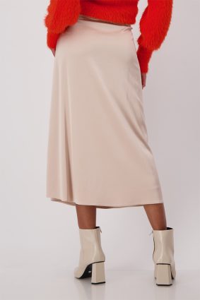 Monari Skirt Satin Midi Biscuit