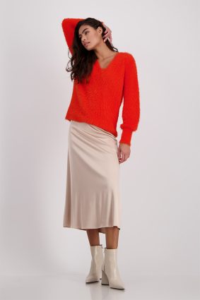 Monari Skirt Satin Midi Biscuit