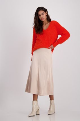 Monari Skirt Satin Midi Biscuit