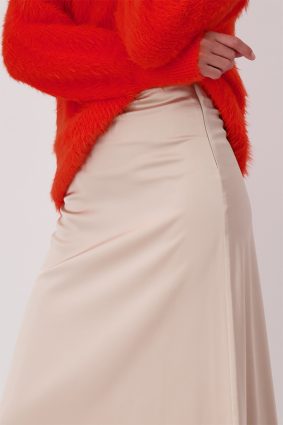 Monari Skirt Satin Midi Biscuit