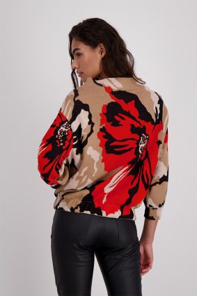 Monari Sweater Floral Jacquard Biscuit Ptn
