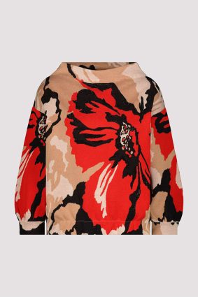 Monari Sweater Floral Jacquard Biscuit Ptn