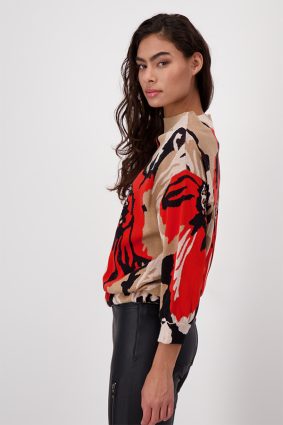 Monari Sweater Floral Jacquard Biscuit Ptn