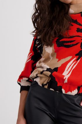 Monari Sweater Floral Jacquard Biscuit Ptn
