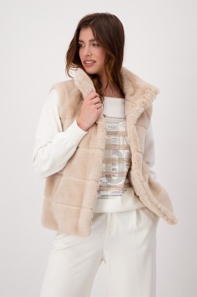 Monari Waistcoat Fake Fur Biscuit