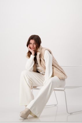Monari Waistcoat Fake Fur Biscuit