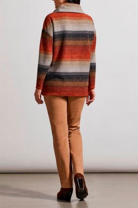 Tribal Drop Shoulder Cowl Neck Sweater Red Ochre