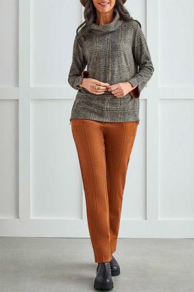 Tribal L S Cowl Neck Top W Zipper Black