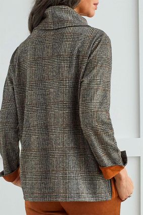 Tribal L S Cowl Neck Top W Zipper Black