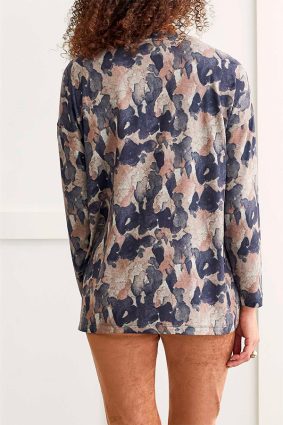 Tribal L S Crew Neck Top W Side Slits Nomad