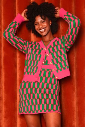 Coop Knit and Caboodle Cardigan Pink and Green