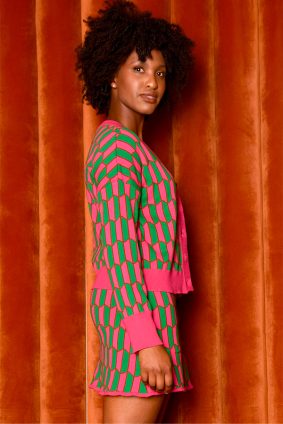 Coop Knit and Caboodle Cardigan Pink and Green