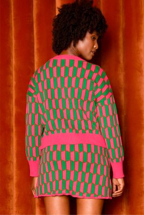 Coop Knit and Caboodle Cardigan Pink and Green