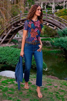 Johnny Was Astrid Mesh Tee Multi