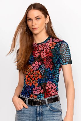 Johnny Was Astrid Mesh Tee Multi