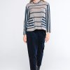 Kokomarina Takashi Blouse Stripe Navy and Beige FEATURE