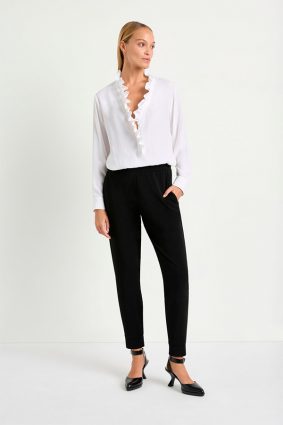 Mela Purdie Frill Neck Blouse White