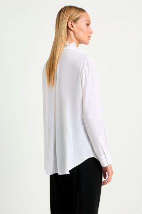 Mela Purdie Frill Neck Blouse White