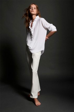 Mela Purdie Frill Neck Blouse White
