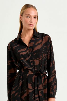 Mela Purdie Tie Shirt Dress Shadow Print