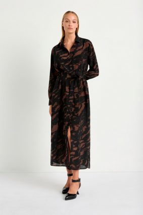 Mela Purdie Tie Shirt Dress Shadow Print