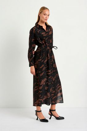 Mela Purdie Tie Shirt Dress Shadow Print