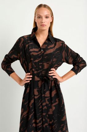 Mela Purdie Tie Shirt Dress Shadow Print