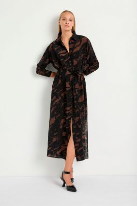 Mela Purdie Tie Shirt Dress Shadow Print