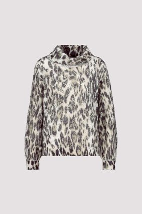 Monari All-Over Leopard Print Sweater Frz Grn