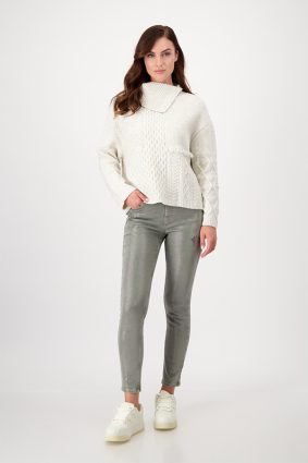 Monari Trousers Jeans Coated Frozen Grn