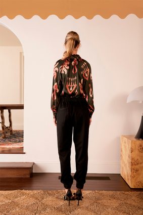 The Dreamer Label Dara Ikat Blouse Charcoal