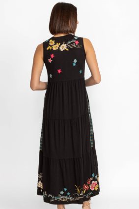 Johnny Was Tiered Maxi Tank Dress Celina Black