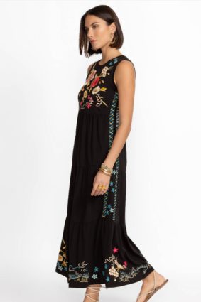 Johnny Was Tiered Maxi Tank Dress Celina Black