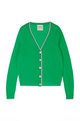 Jumper 1234 Contrast Tip Cardigan Bright Green Rose