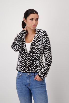 Monari Lapel Collar Jacket Black Ptn