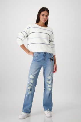 Monari Round Neck Pullover Off White
