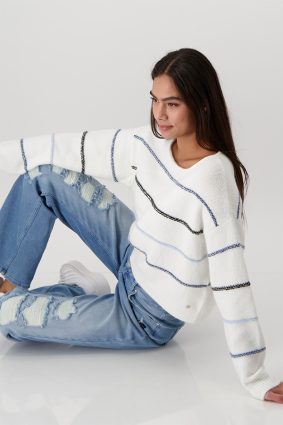 Monari Round Neck Pullover Off White
