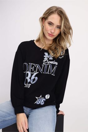 Monari Round Neck T-Shirt Black