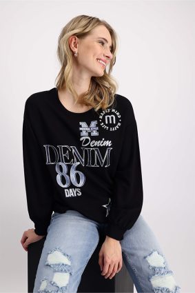Monari Round Neck T-Shirt Black