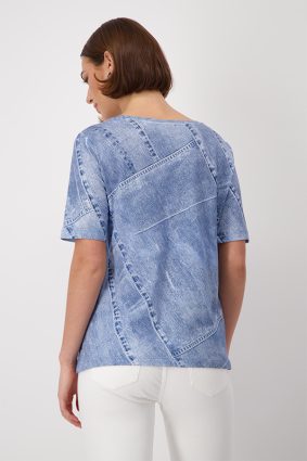 Monari Round Neck T-Shirt Indigo Ptn