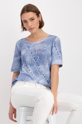 Monari Round Neck T-Shirt Indigo Ptn