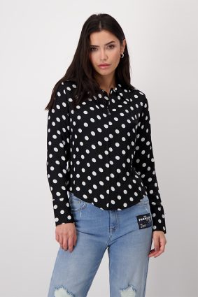 Monari Shirt Collar Blouse Black Ptn