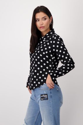 Monari Shirt Collar Blouse Black Ptn