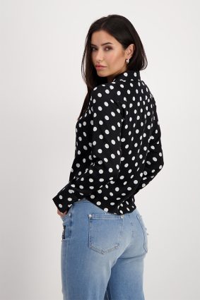 Monari Shirt Collar Blouse Black Ptn