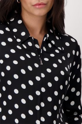 Monari Shirt Collar Blouse Black Ptn