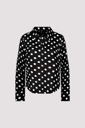 Monari Shirt Collar Blouse Black Ptn