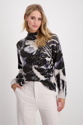 Monari Spring Print Sweater Stone