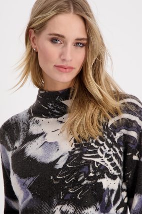 Monari Spring Print Sweater Stone