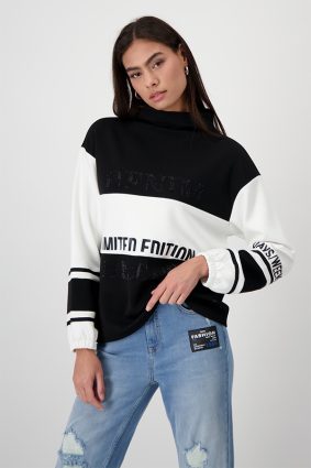 Monari Stand-Up Collar Top Black